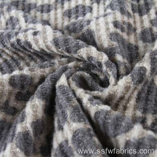 Leopard Print Brushed Waffle Knit Fabric